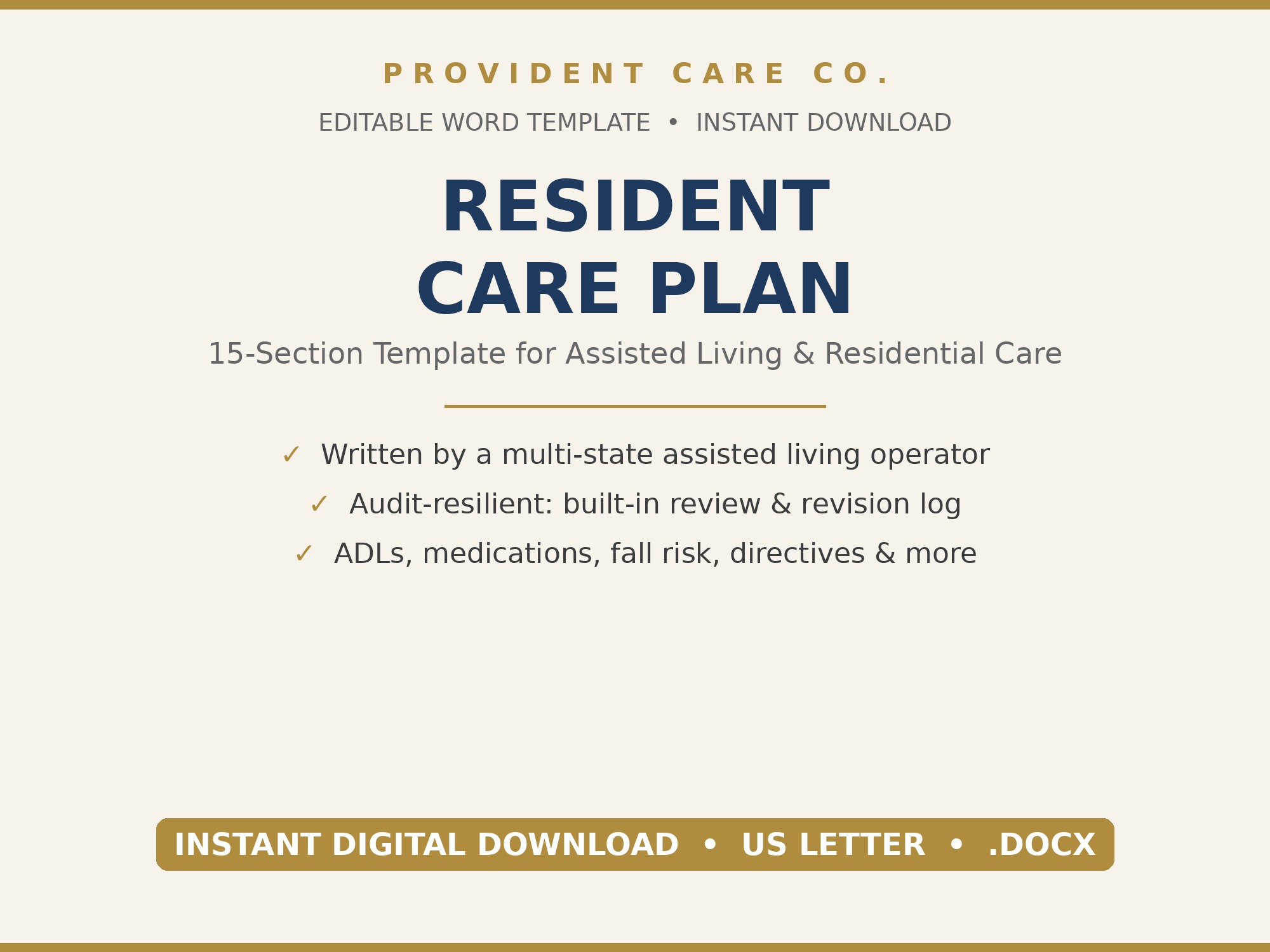 Resident Care Plan Template preview